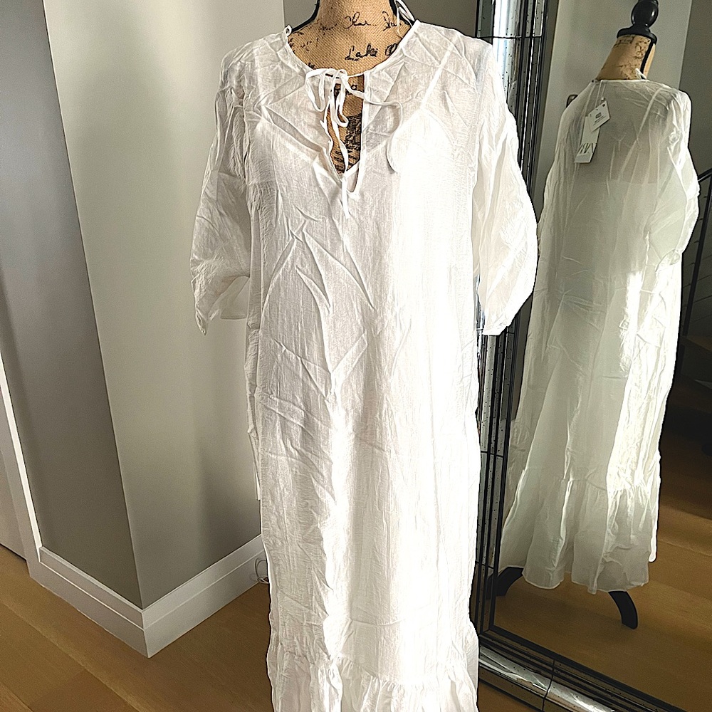 Zara white maxi dress, XS